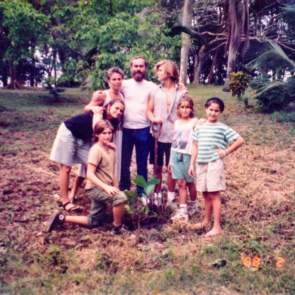 The Phoenix Family planting a tree in 1988
